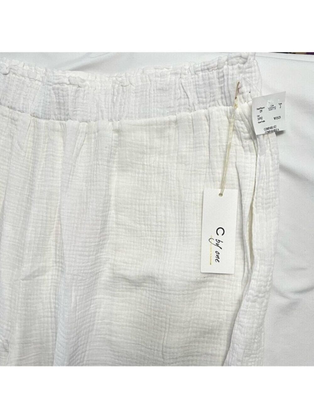 C by One White Cotton Gauze Wide Leg Pants Plus Size 3X - Picture 3 of 8